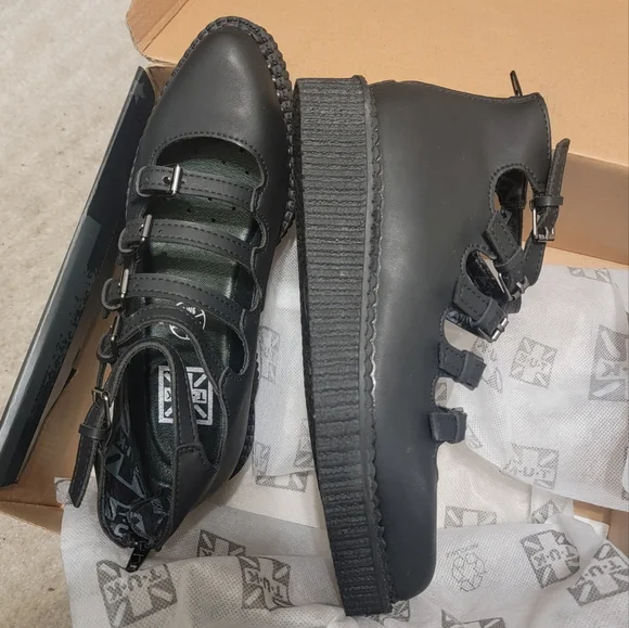 Black TUKskin™ Multi-Strap Pointed Mary Jane Creeper - Picture 3 of 5